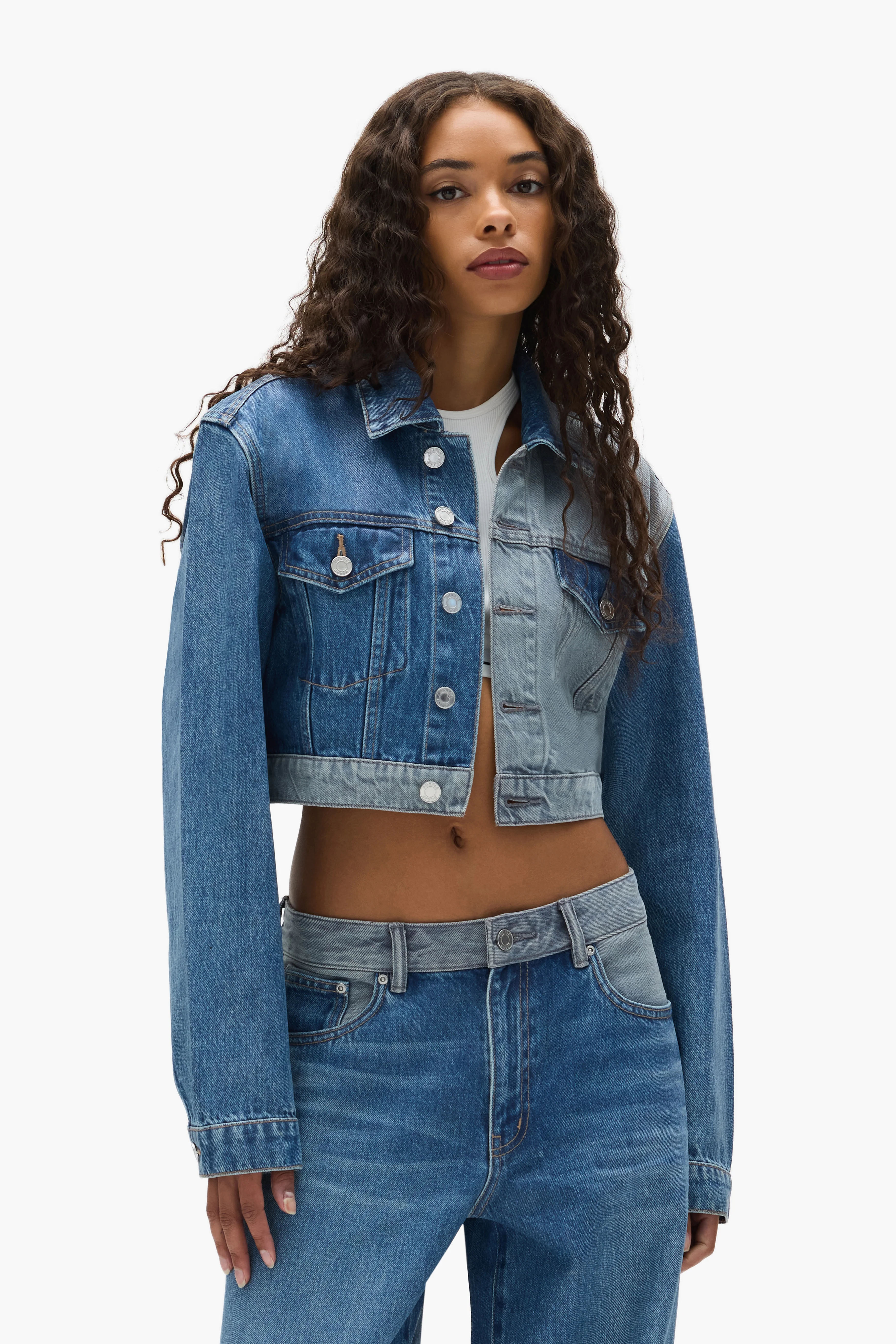 Dual Tone Cropped Jacket - Image 4