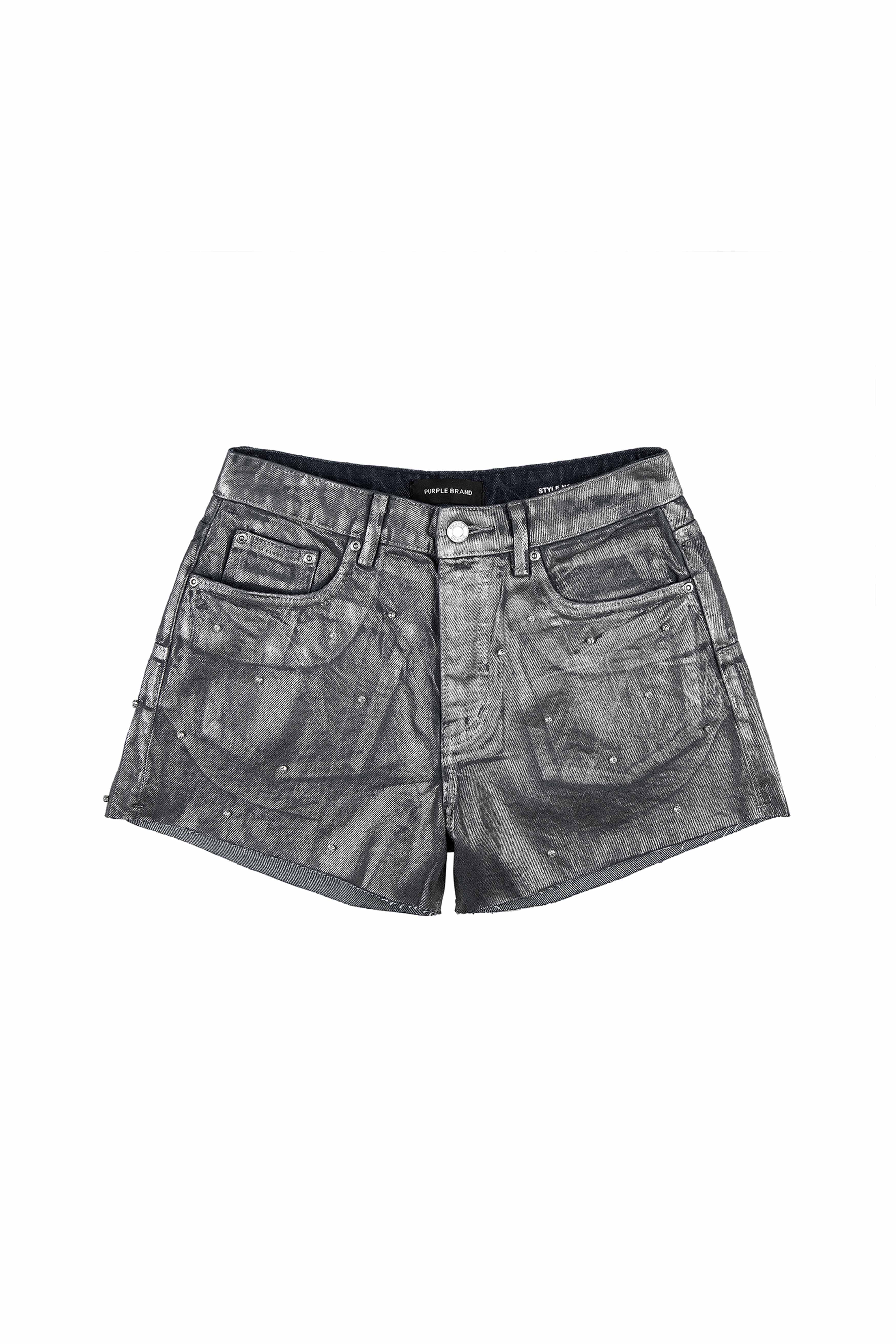 Foil Rhinestone Cut Off Shorts - Image 3