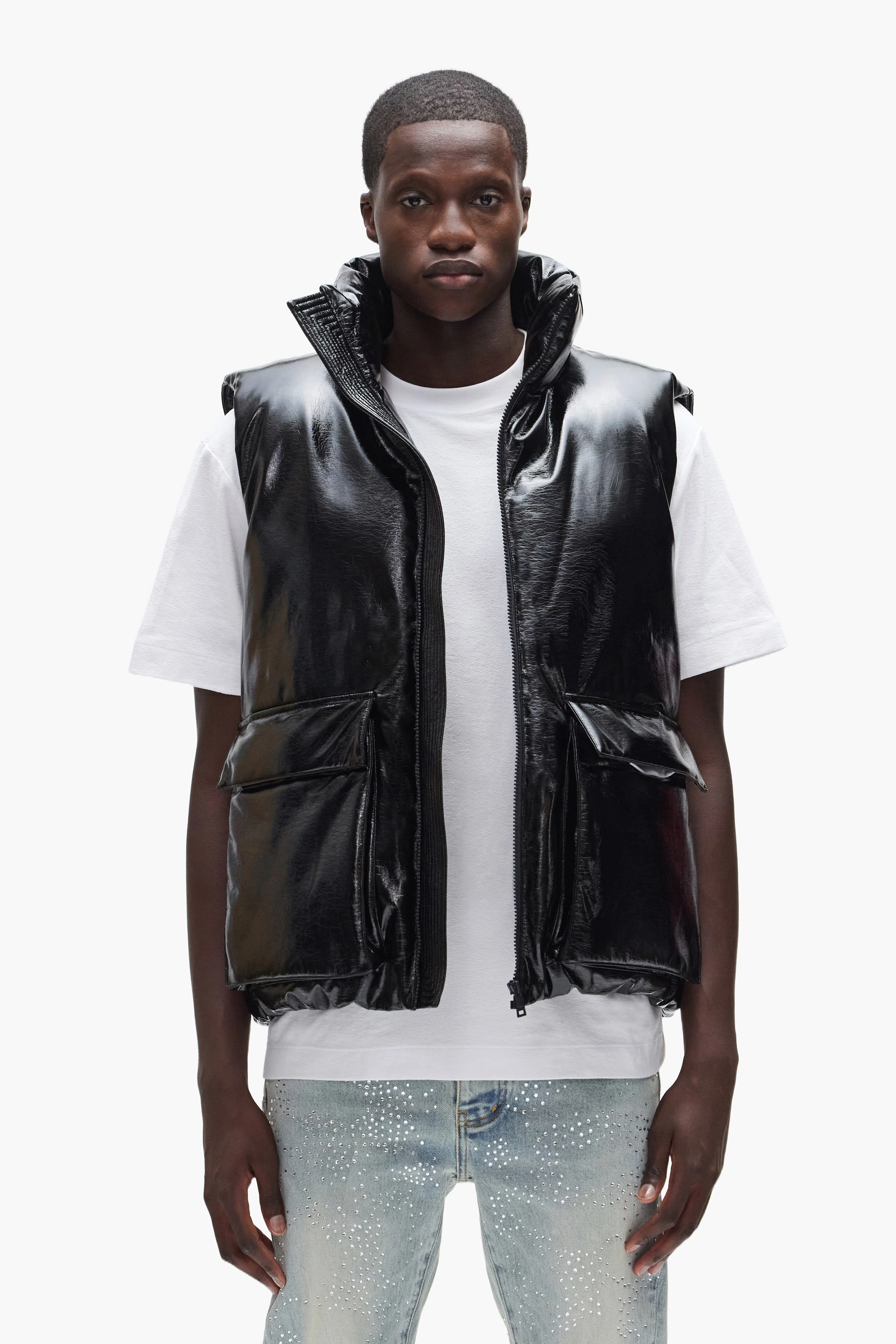 Leather Puffer Vest