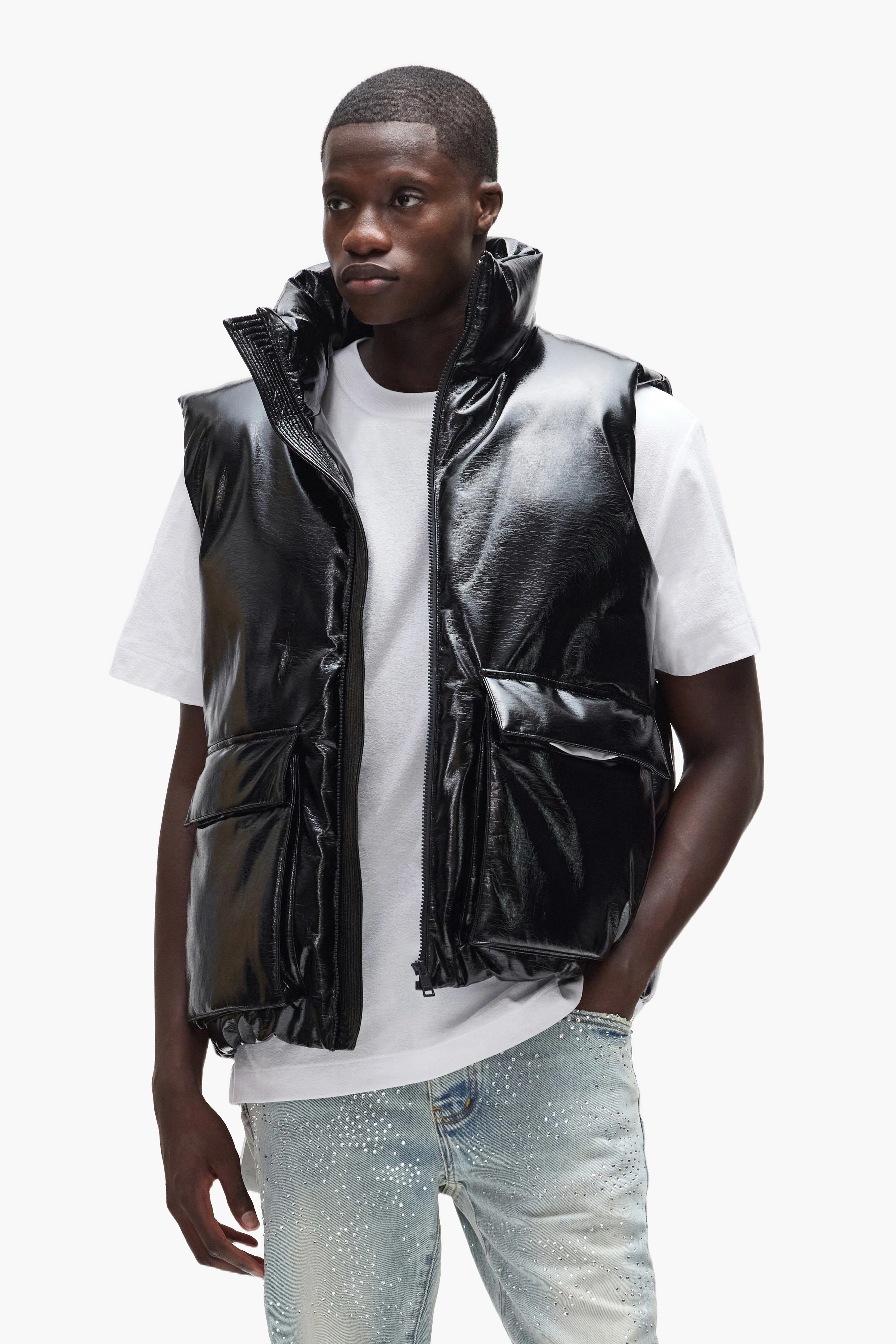 Leather Puffer Vest - Image 4