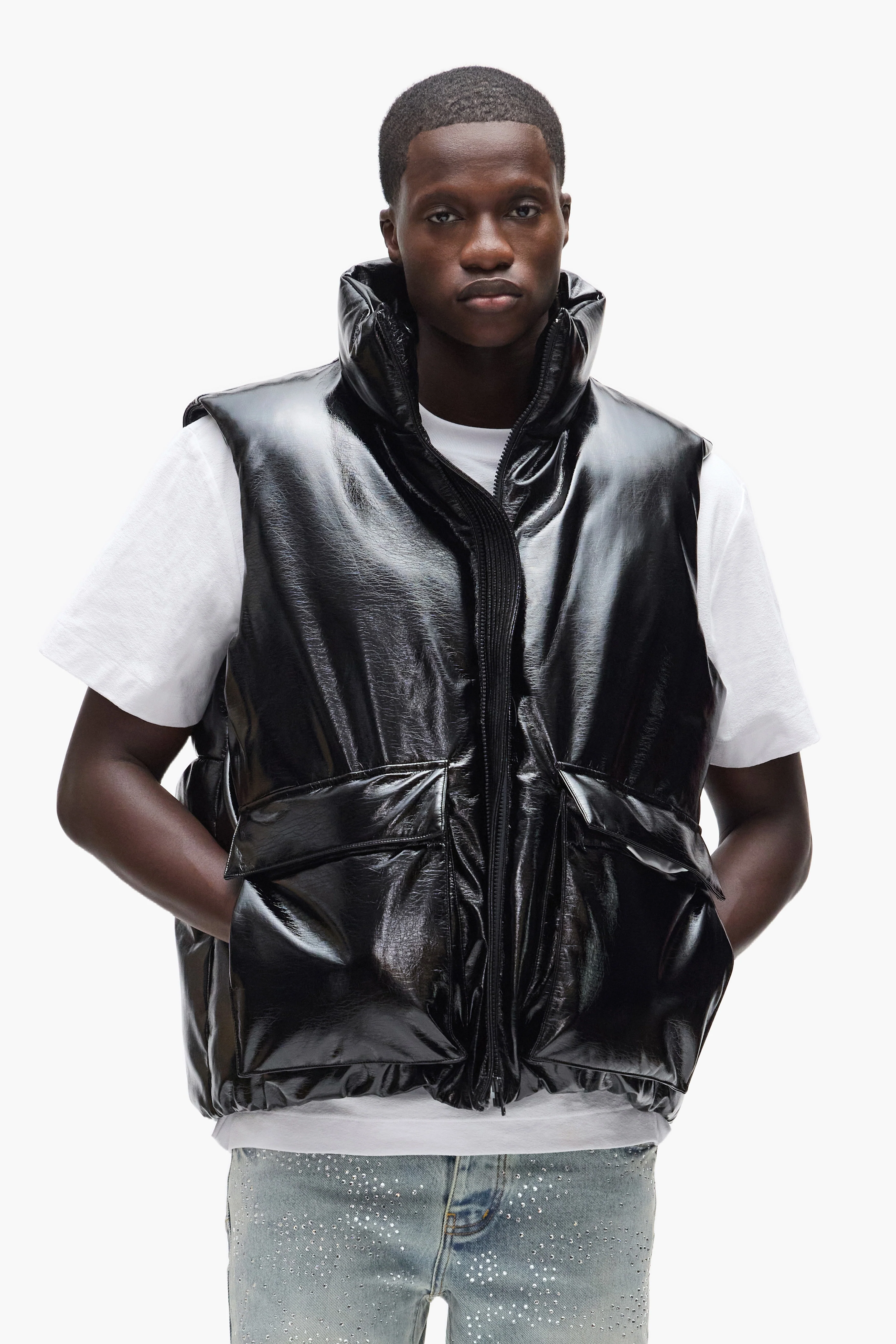 Leather Puffer Vest - Image 5