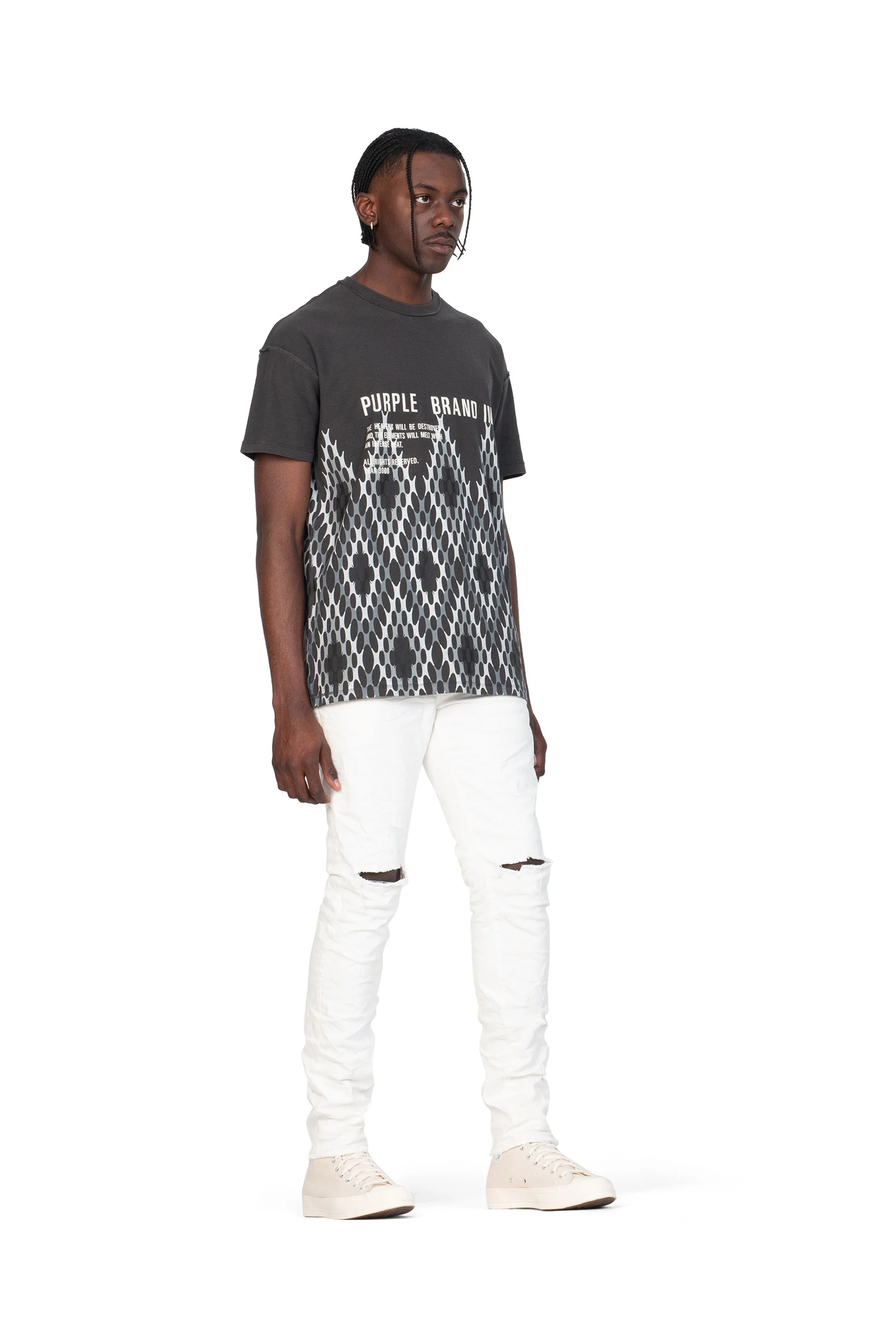 P001 LOW RISE SKINNY JEAN - Optic White Knee Slit - Image 3