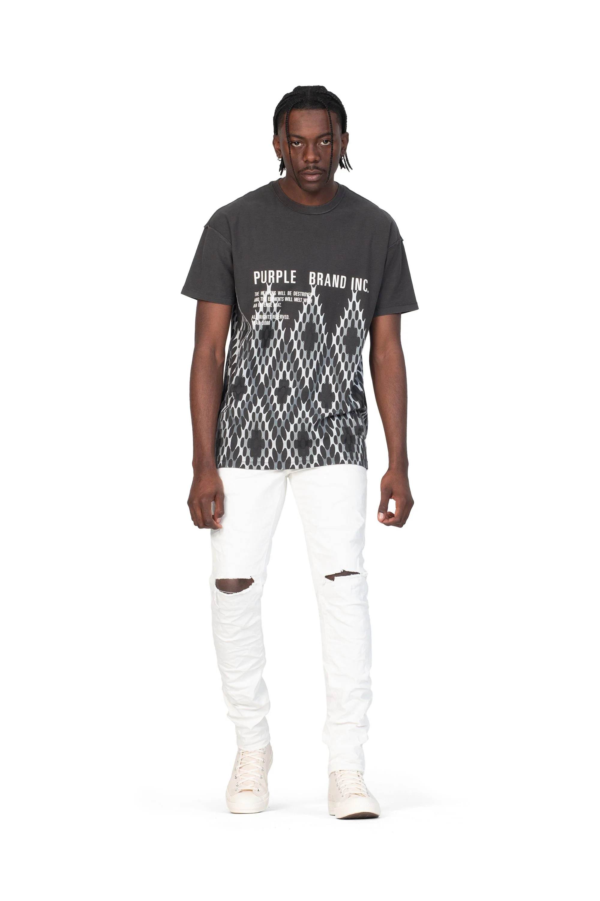 P001 LOW RISE SKINNY JEAN - Optic White Knee Slit - Image 4