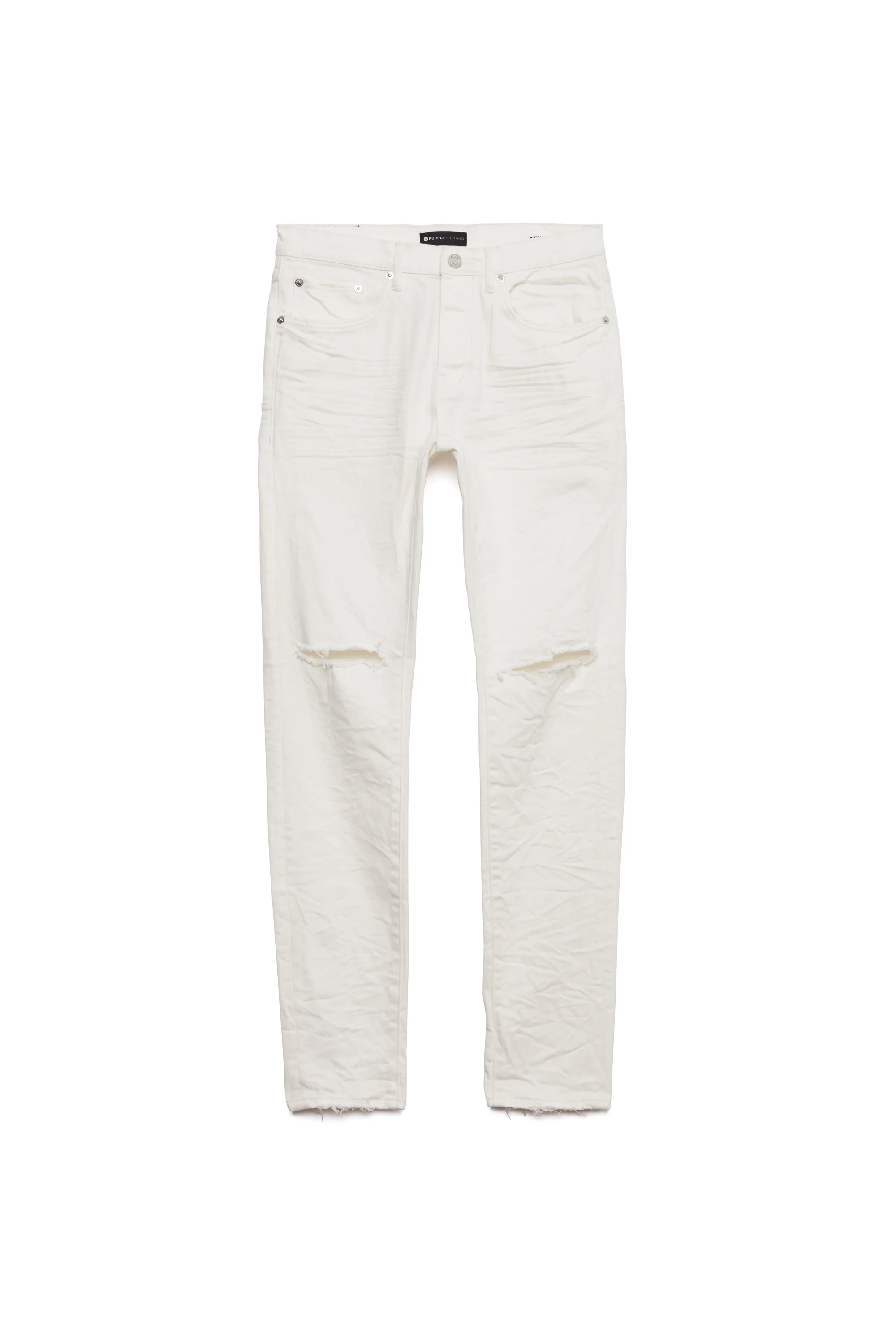 P001 LOW RISE SKINNY JEAN - Optic White Knee Slit - Image 5