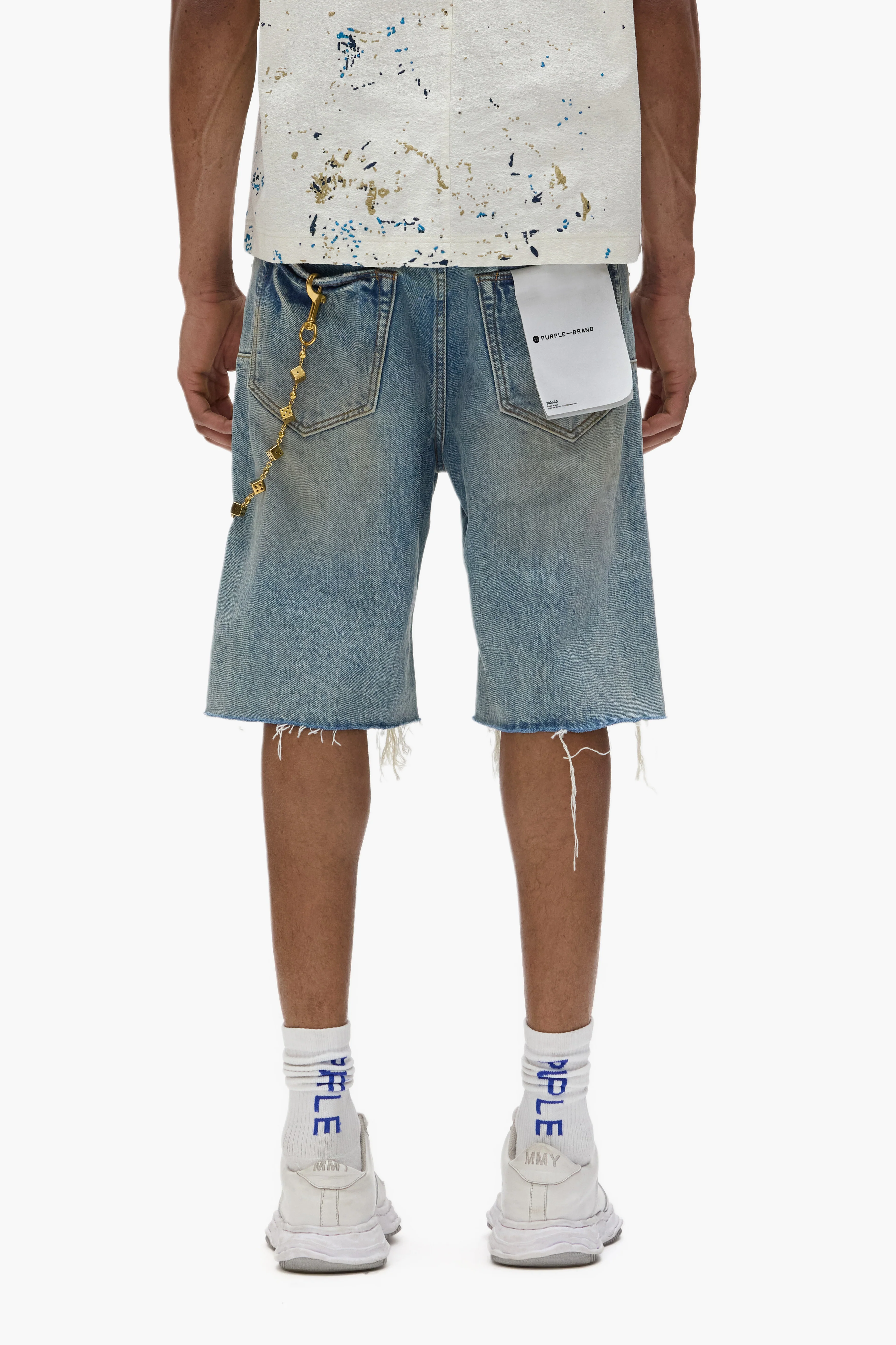 P059 Distressed Patch Shorts - Image 3