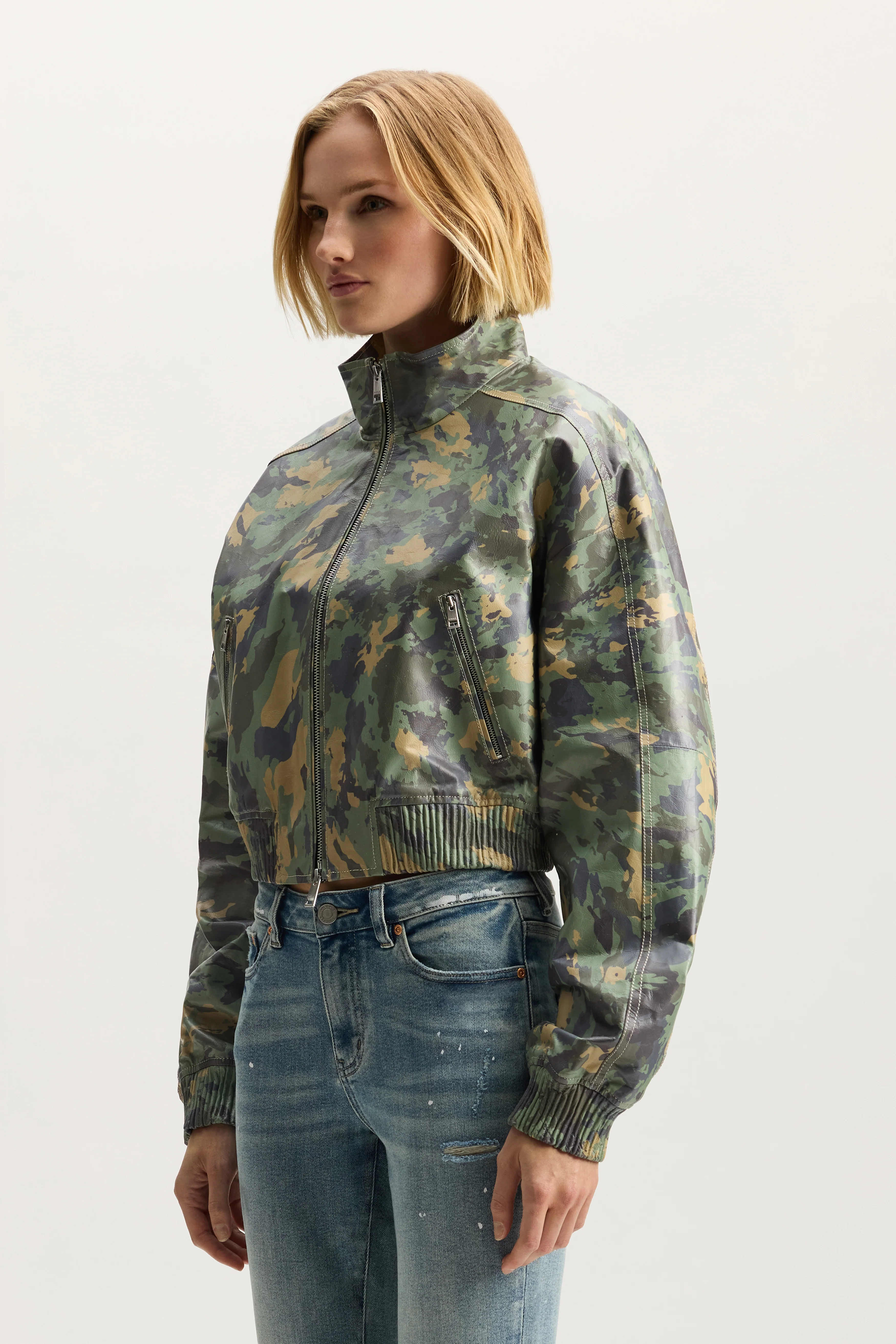 Painted Camo Leather Jacket - Image 3