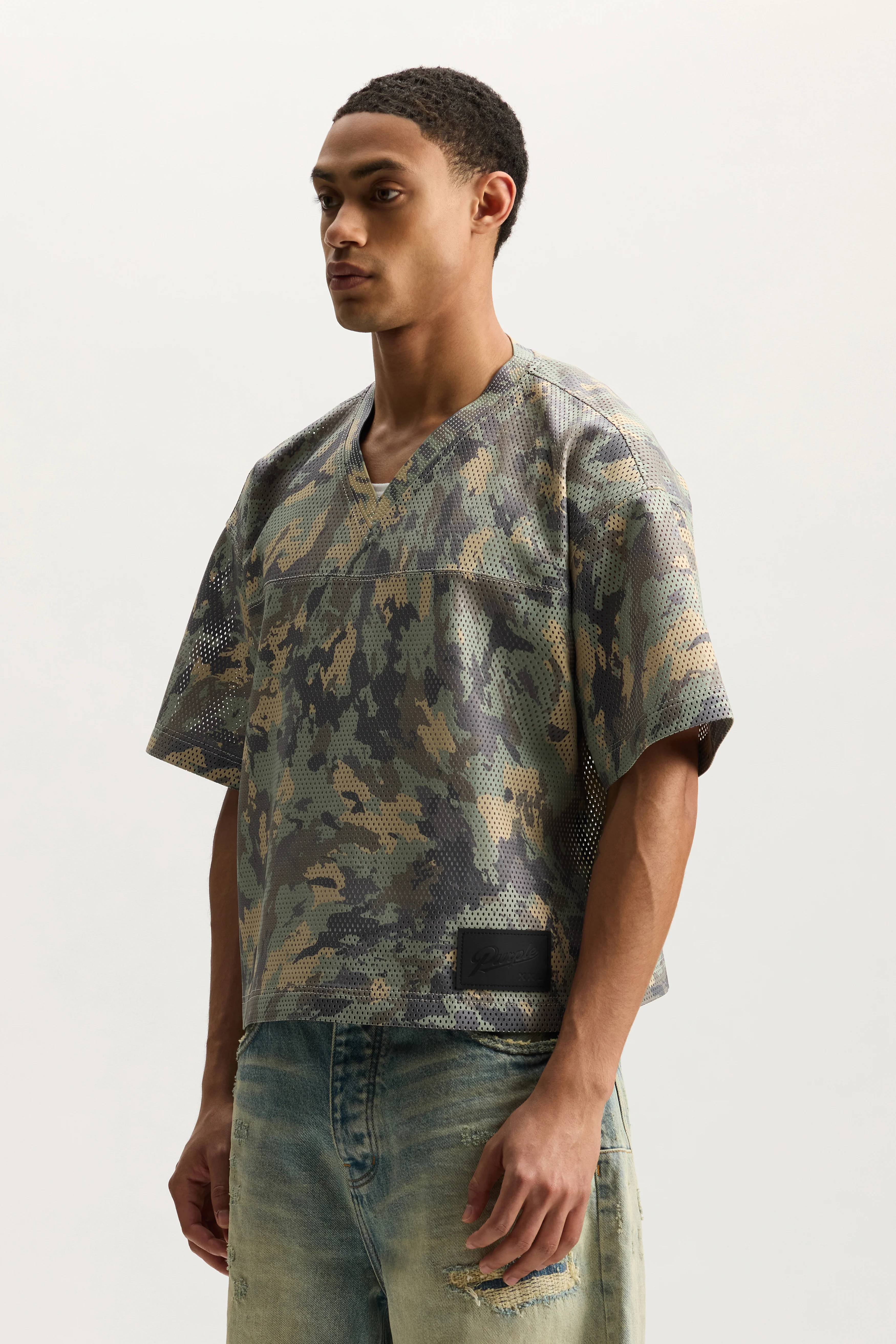 Painted Camo Leather Tee - Image 3